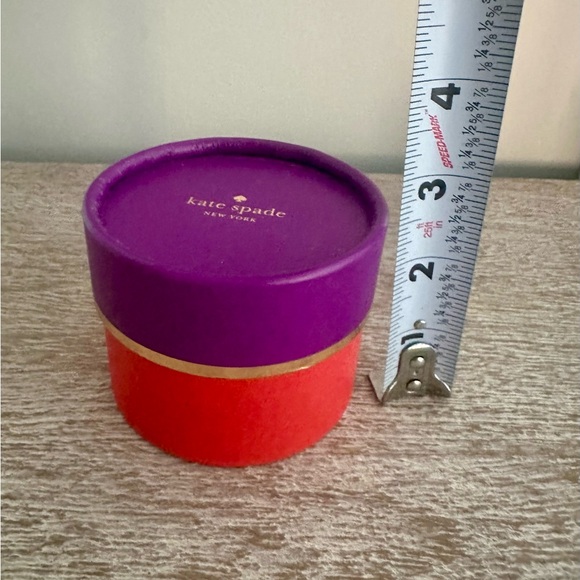 Kate Spade Round Gift Box, Purple and Red with Gold Accent. Jewelry Storage - Picture 4 of 5